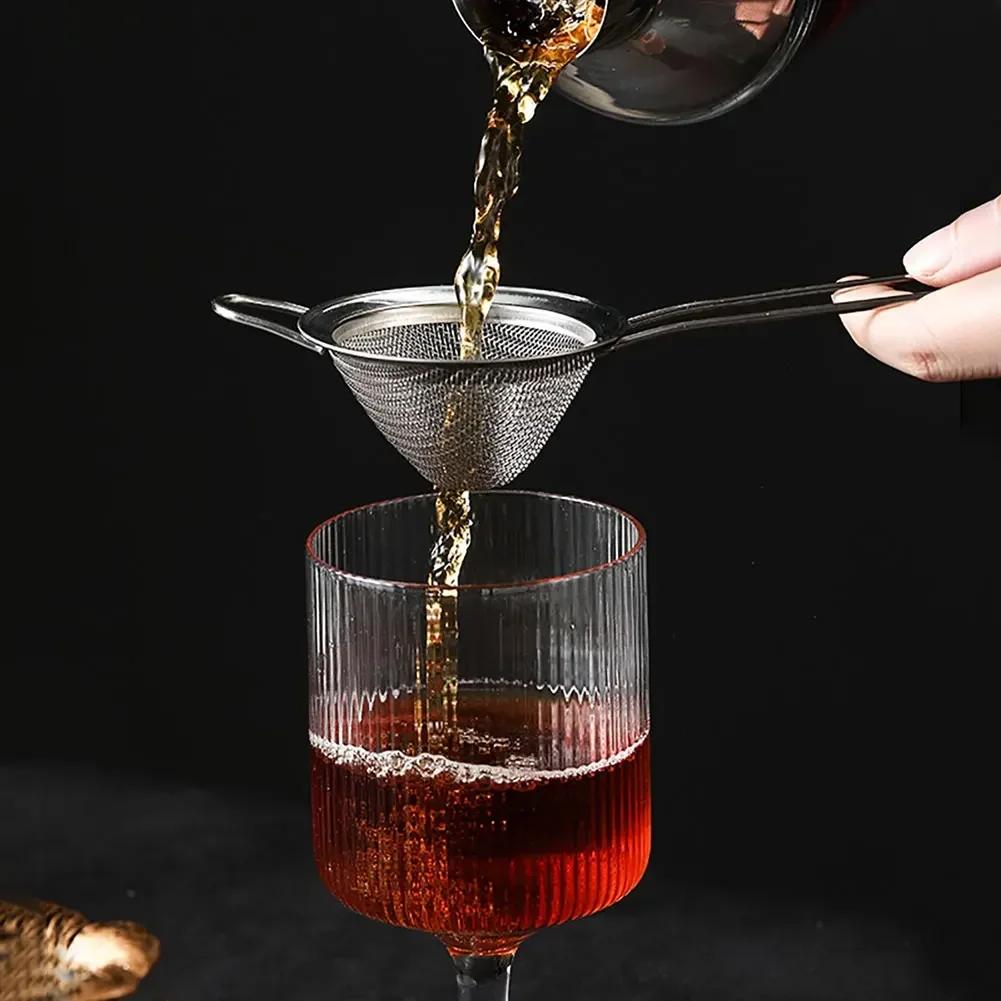 1PC Cocktail Strainer Stainless Steel Tea Strainers Conical Food Strainers Fine Mesh Strainer Practical Bar Strainer Tool Filter