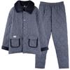 Pajamas Men'S Winter Three-Layer Thickened And Velvet Woven Pure Cotton Padded Autumn And Winter Mid-Dad Warm Loungewear