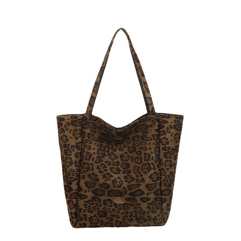 Herbst und Winter neue Leopardenmuster Tragetasche mit großem Fassungsvermögen Damen Schulter Tragbare Einkaufstasche Lässig vielseitig Pendler Mama Tasche