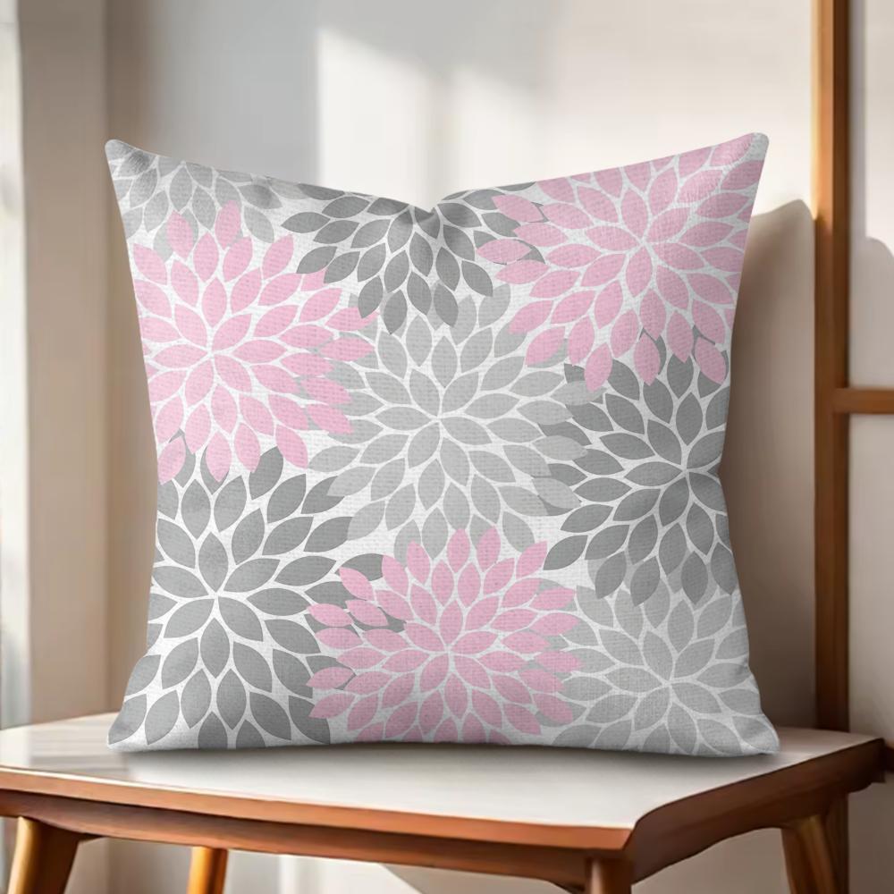 

Dahlia Flower Pattern Cushion Cover Natural Linen Organic Fabric DoubleSided Printing Couch Pillow Covers Home Decor 30x30cm