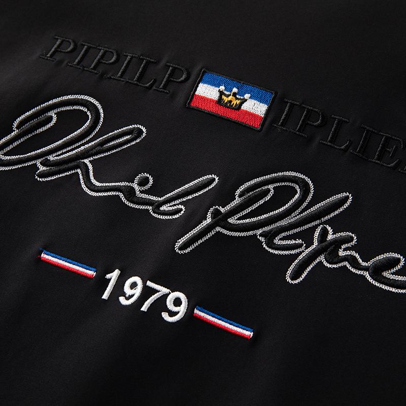 Men's European Style Loose Fit Embroidery Jacket, Plus Size, Spring/Autumn Casual Outerwear.