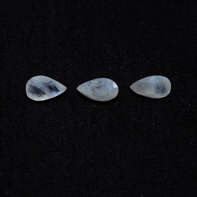 8X13MM Natural Rainbow Moonstone Checker Cut Pear Gemstone 3Pcs Lot 11Cts. RML-370