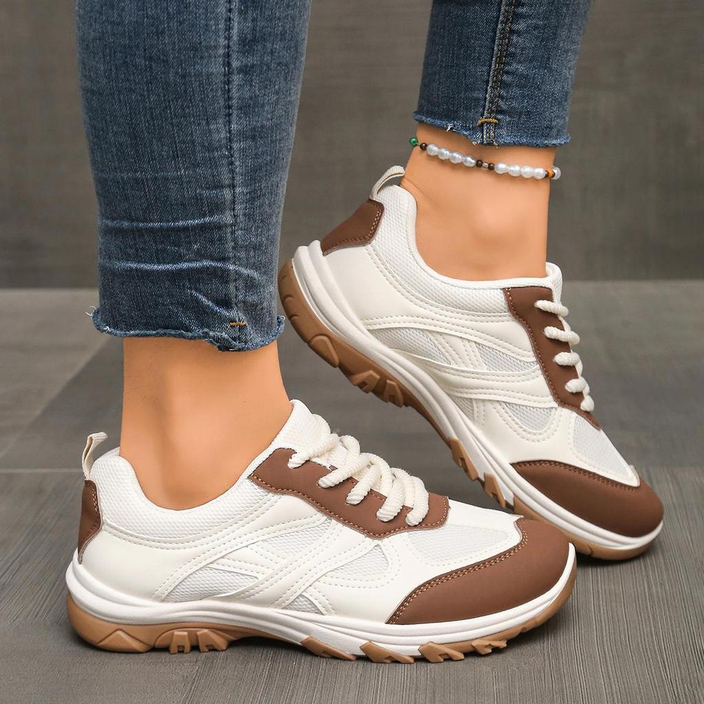 Fashion Fashion Silver Mix Color Non Slip Hiking Shoes Women 2025 Autumn Breathable Lace Up Sneakers Comfort Soft Sole Sports Shoes