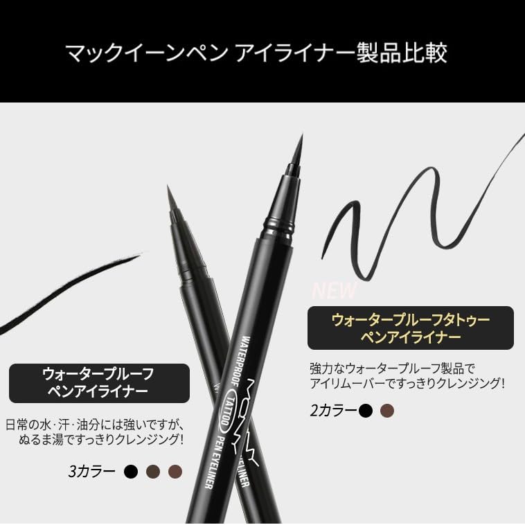 MACQUEEN NEWYORK Vanntett Pennebørste Vanntett Koreansk Kosmetikk Dyp Eyeliner, 0,6g, 0,01mm Spiss, Koreansk-Produsert Ultrafin Børste, Formel,
