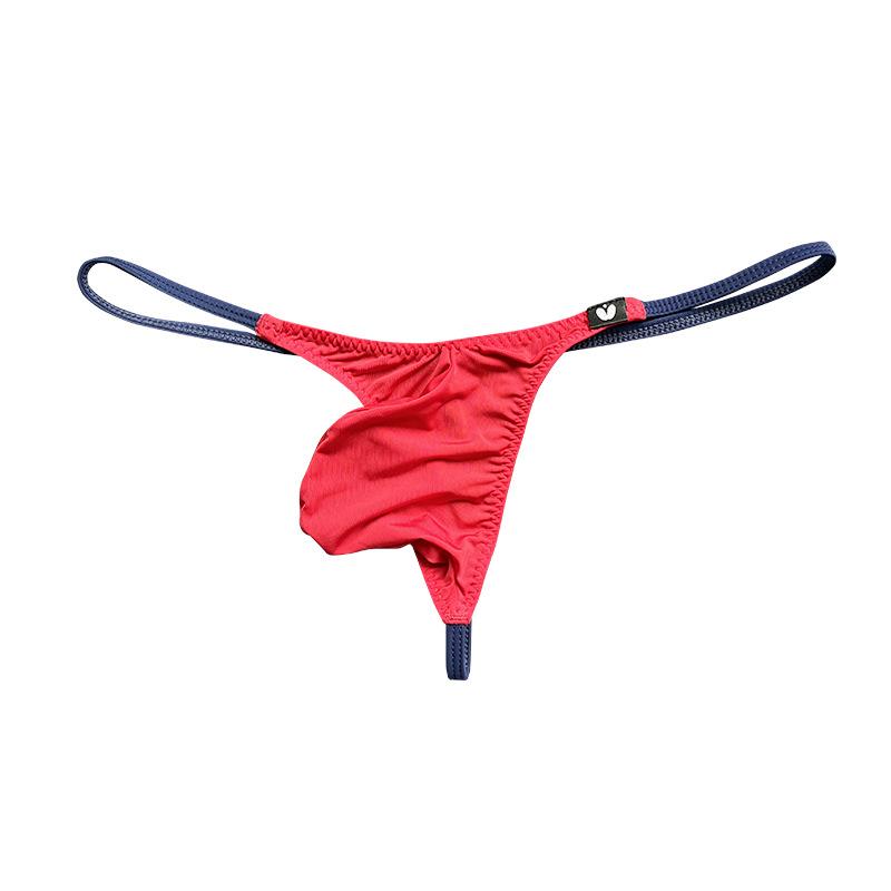 Big Penis Pouch Thongs Men Sexy Underwear Ice Silk G-String Low Rise Underpants Gay Man Erotic Panties Bulge Pouch Bikini Trunk