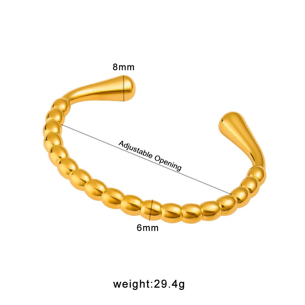 Versatile Beaded Open Bracelet - 18K Gold Plated Titanium Steel Fashion Accessory