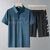 Men's Summer Ice Silk Casual Two-Piece Set: Short-Sleeved Shirt and Loose Shorts for Middle-Aged and Elderly