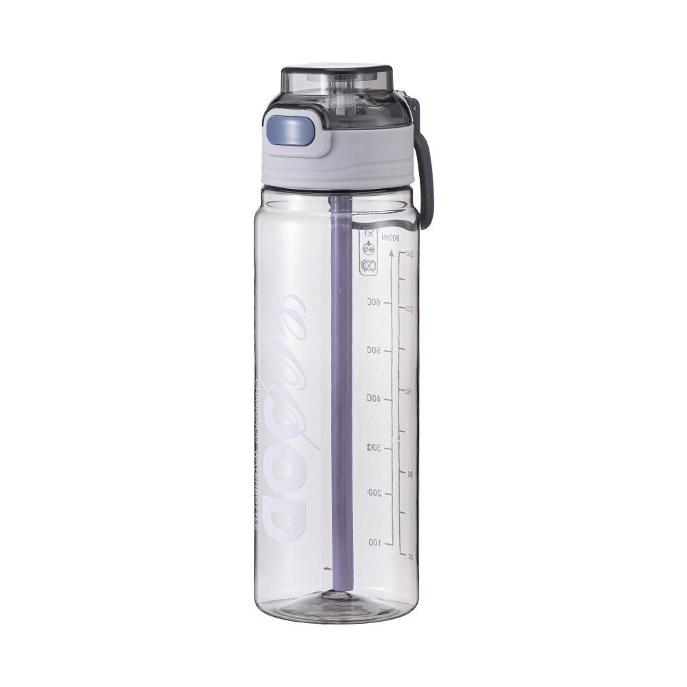 Water bottle large capacity with scale outdoor portable plastic cup student portable plastic sports water cup flip straw water cup
