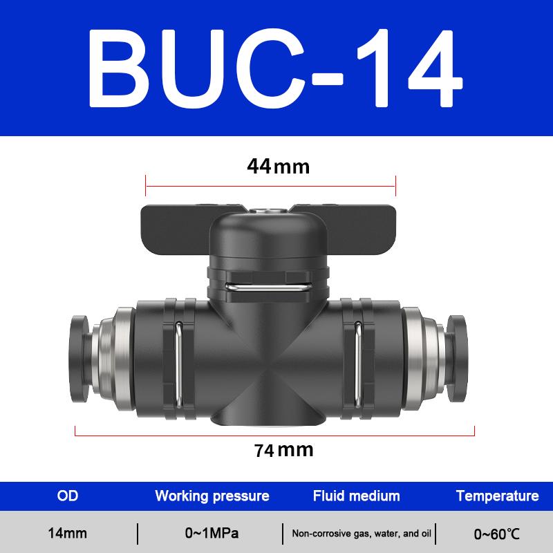 To Turn Switch Manual Ball Current-limiting BUC BTC Series 4mm 6mm Pneumatic Push In Quick Joint Connector Hand Valve