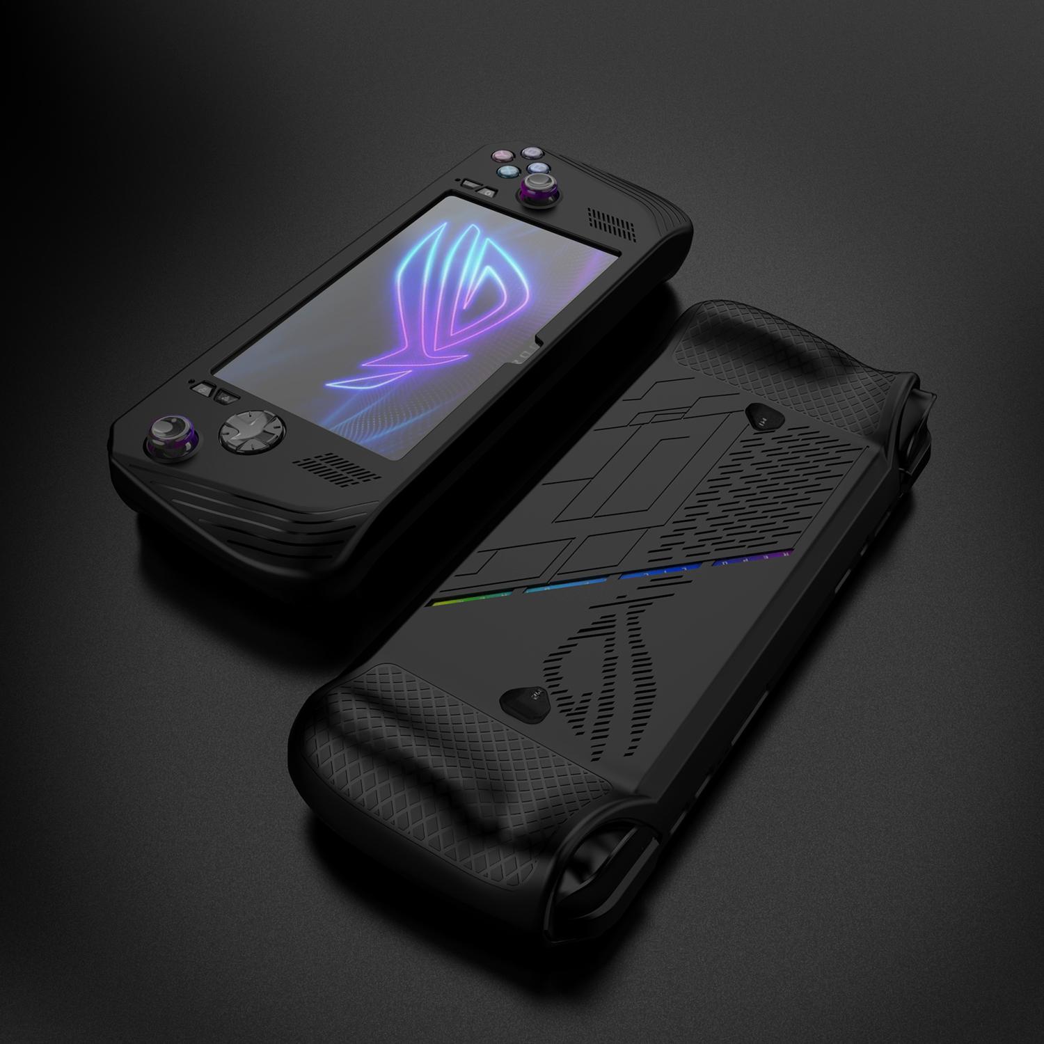 

Набір 3-в-1 для Asus ROG Ally X Силіконовий чохол Портативний дорожній чохол для перенесення із захисним склом для екрана White