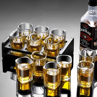 Shot Glass Set White Wine Glass Cup Holder Drinkware Set Spirit Glass Bar KTV Wine Glass Holder,Crystal Shot Glass for Whiskey