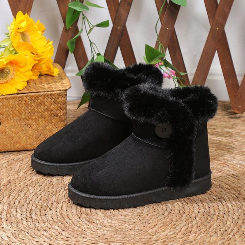 Winter New Horn Buckle Leather Warm Snow Boots Women's Matte Real Wool Wool Shoes Velvet Cotton Shoes Short Boots