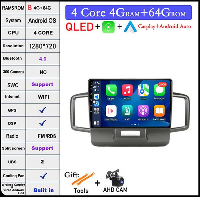 9 lnch For Honda Freed 1 2008-2016 Android 14 QLED/Screen Car Radio Multimedia Video Players CarPlay Carplay