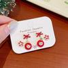 3 Pairs Cute Cartoon Christmas Earring Set Kawaii Santa Claus Bell Elk Festival Red Earring Fashion Jewelry Accessories Gifts