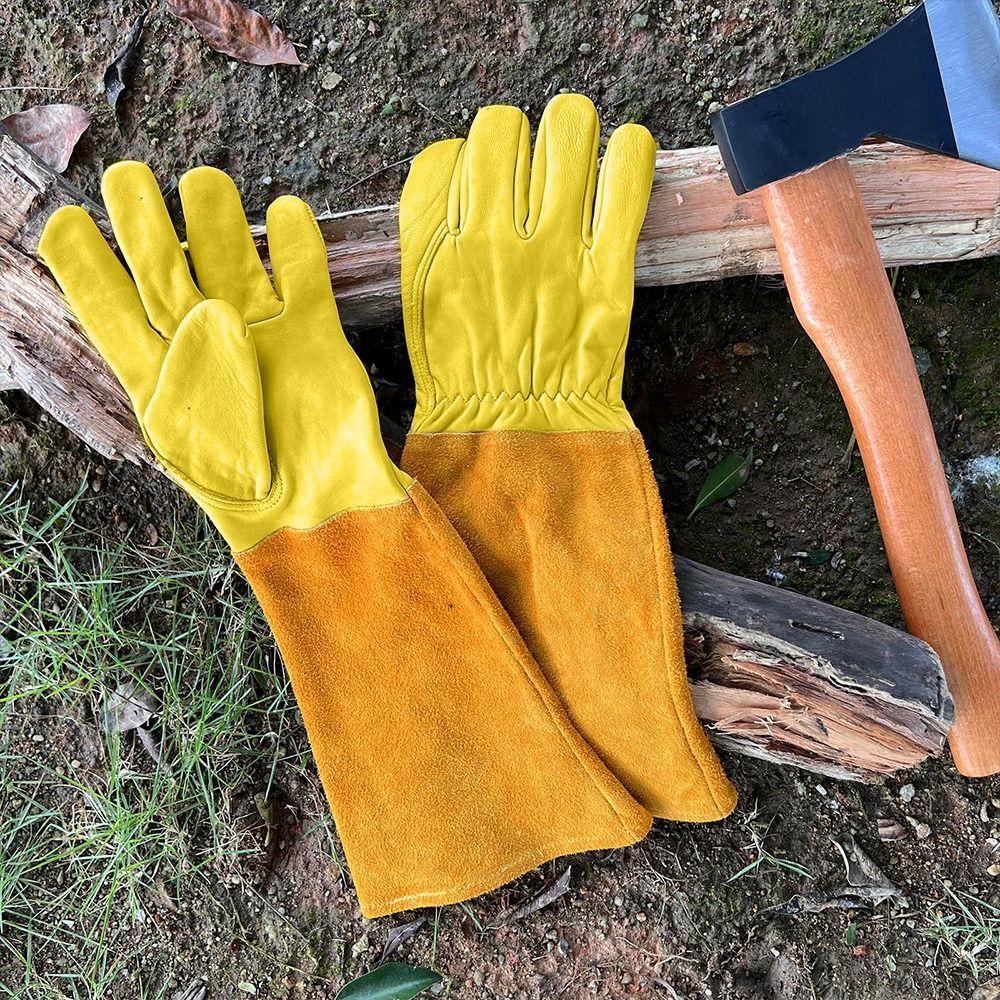Leather Cactus Gloves Long Sleeve Rose Pruning Gloves Durable Gardening Gloves