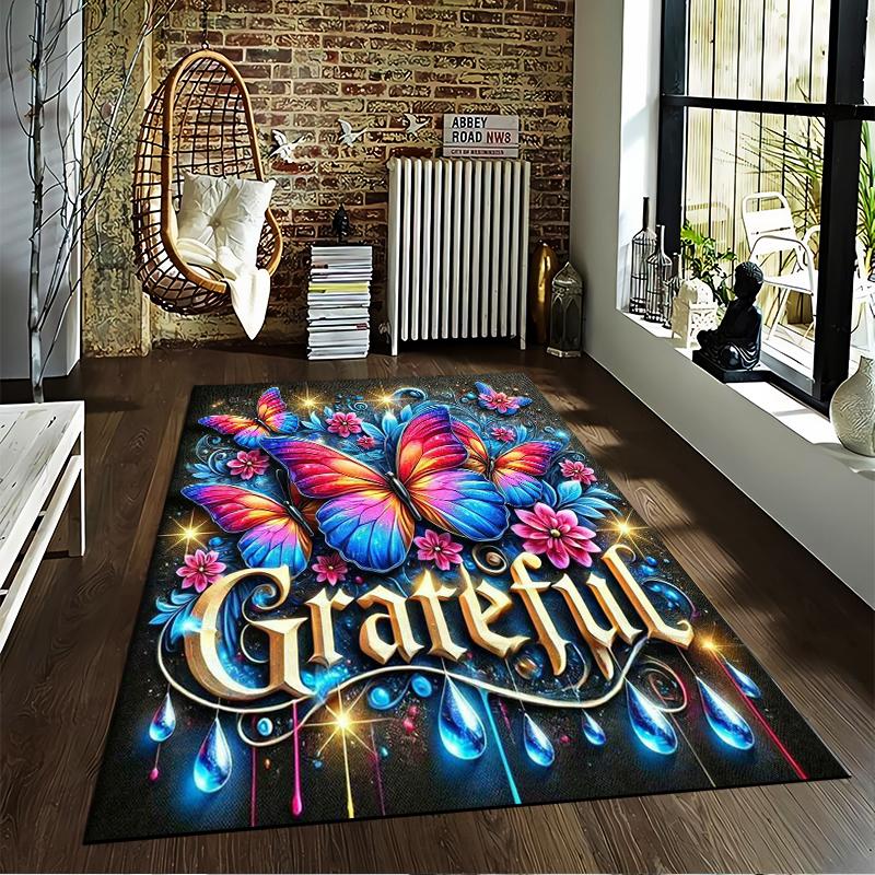 Grateful Butterfly Floral carpet Non-slip rug suitable for living room and bedroom sofas