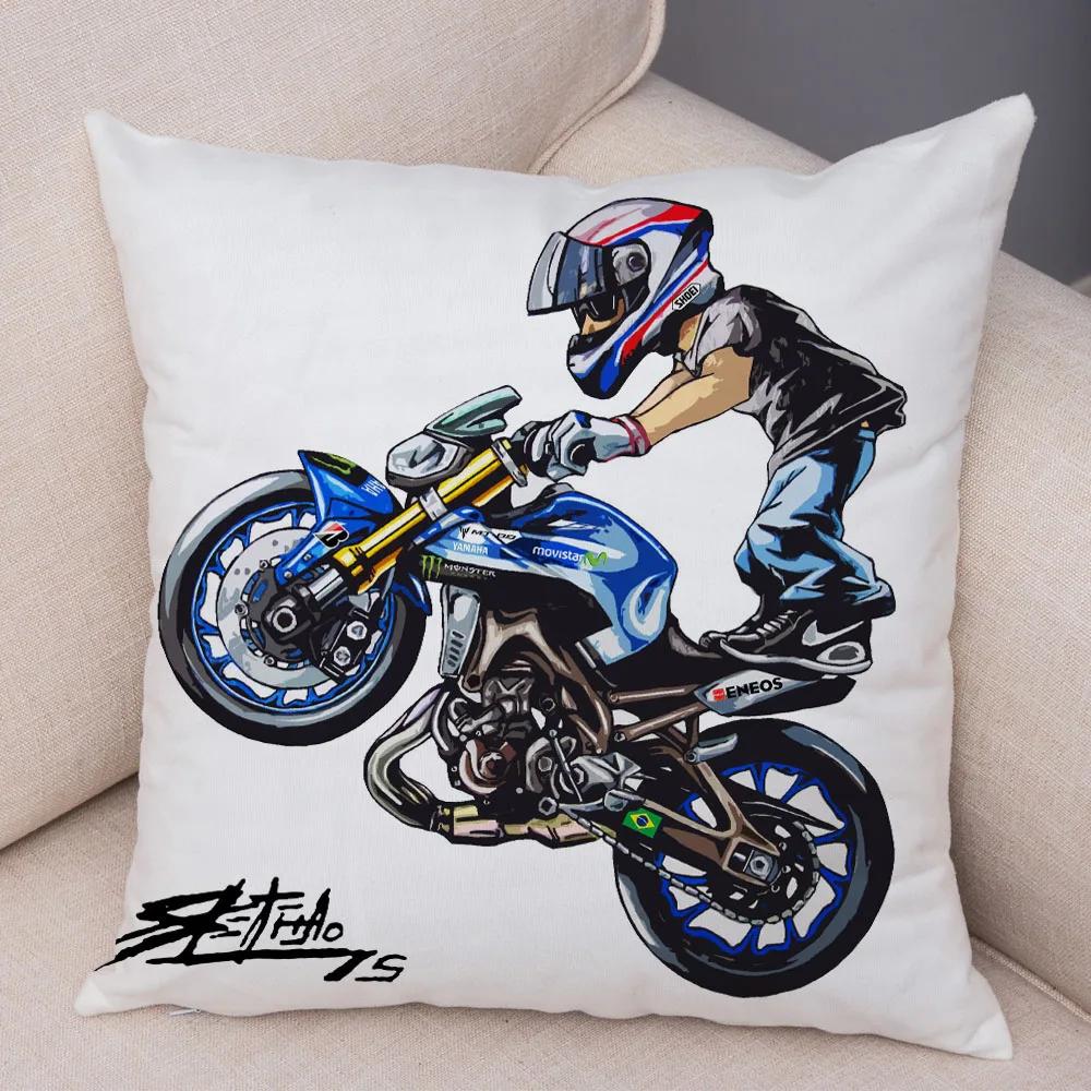 Extreme Sports Motorcycle Pattern Cushion Cartoon Mobile Bicycle Pillow Head Cover Decoration Living Room Sofa Car Home