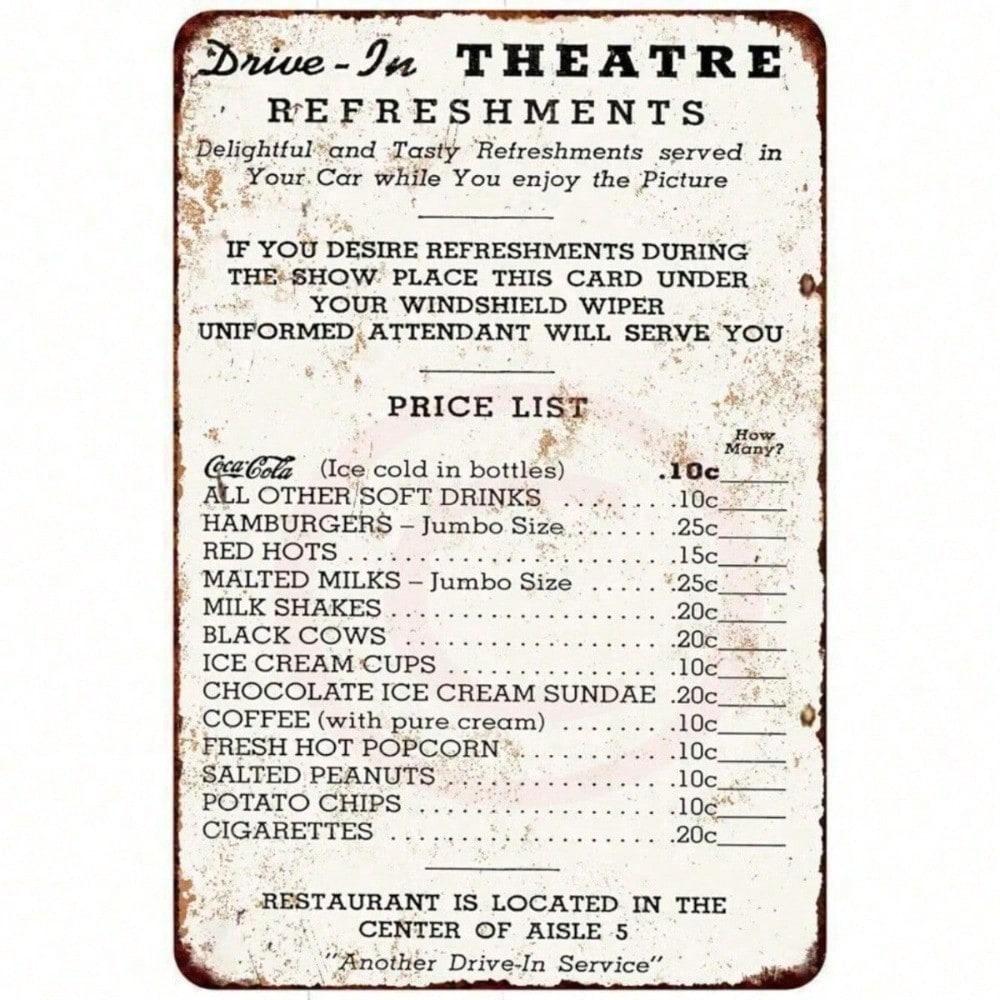 Golden Glow Retro Americana Vintage Metal Tin Sign - 1950 s Drive-In Theater Menu Wall Decor, Diner Cafe Home Bar Garage Man Cav разноцветный