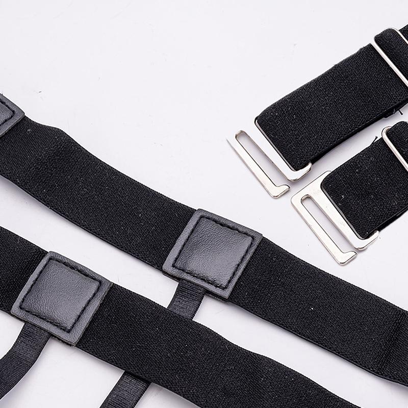 Men Shirt Stay Belt With Non-slip Locking Clips Gentleman Leg Thigh Suspender Garters Strap Fashion Elastic UniformShirt Braces