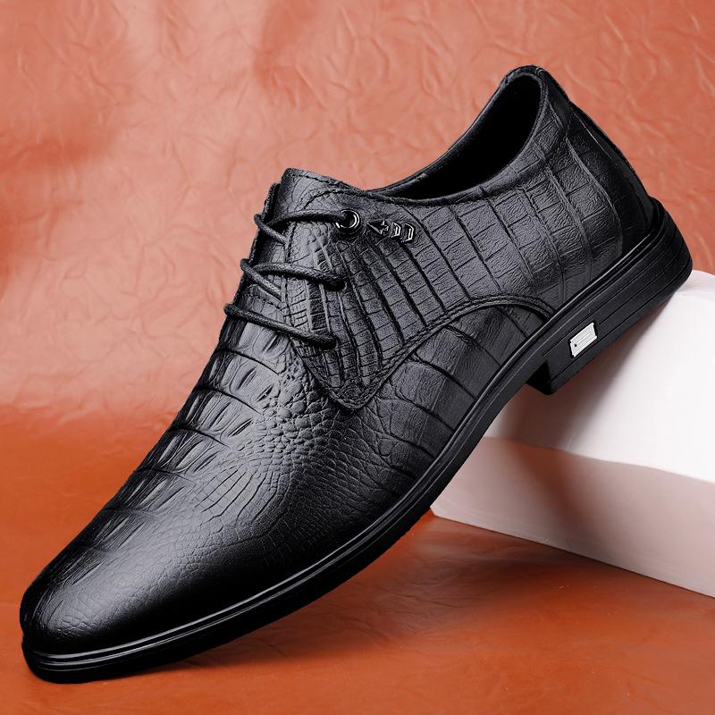 Fashion Luxury Men Oxfords Shoes Genuine Leather Men Casual Shoes British Style Fashion Shoes Lace-up Men Leisure Shoes Plus Size 36-46