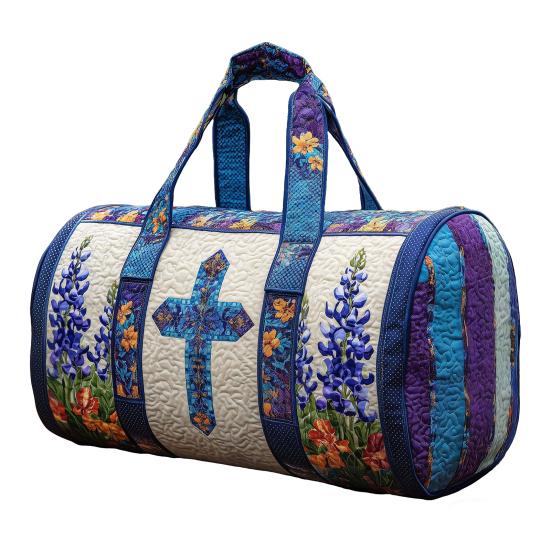Vintage Quilted Duffel Bag Women Colorful Retro Travel Tote Floral Weekender Bag Overnight Bag for Gym Shopping
