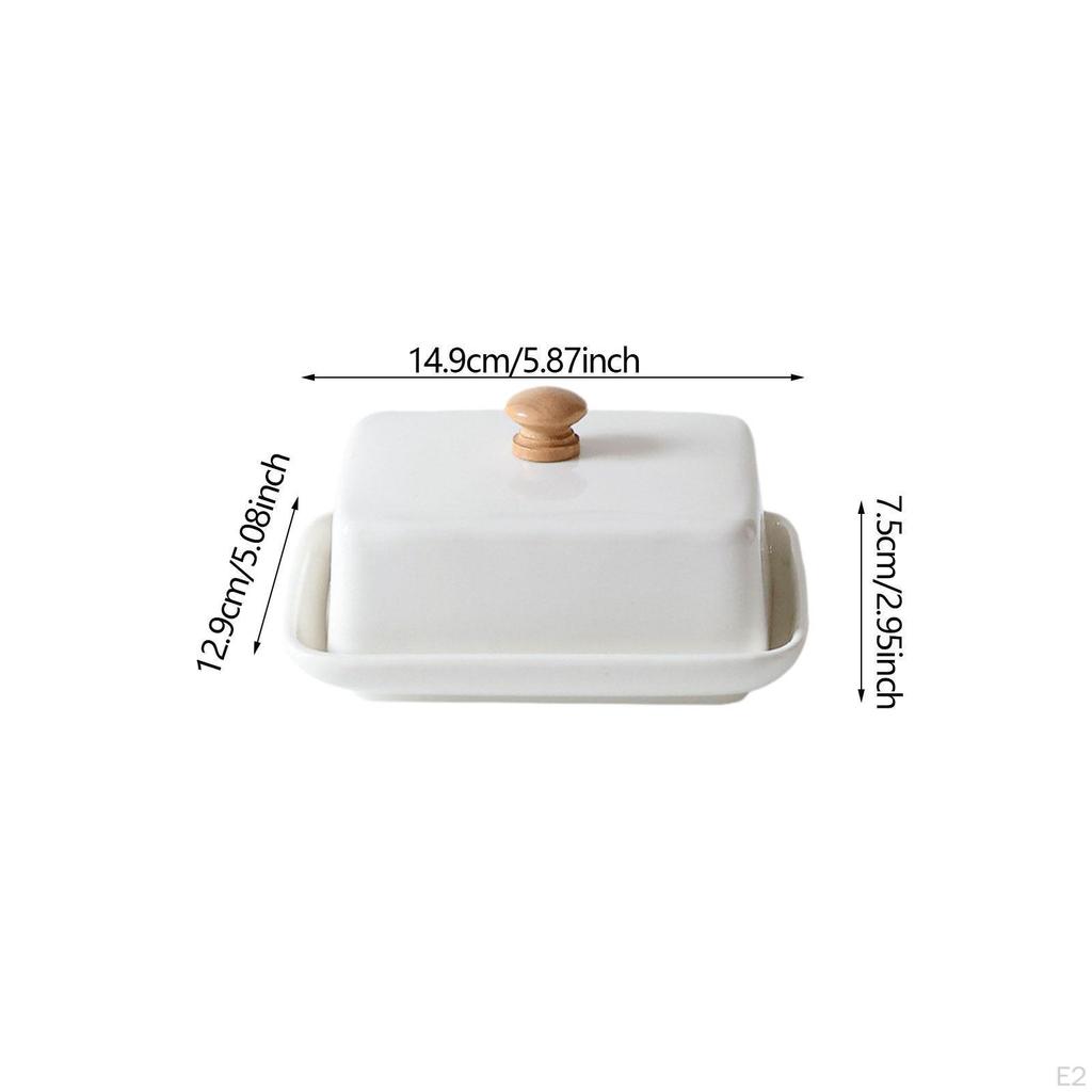Ceramic Butter Storage Keeper with Cover Large Elegant Cream Cheese Container for Hotel Fridge