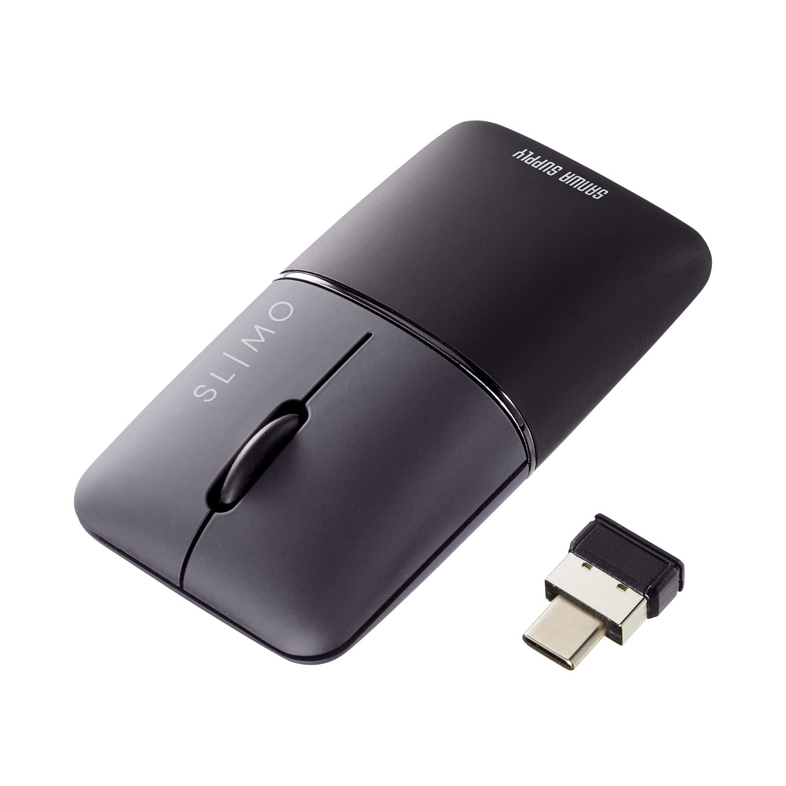 

Sanwa Supply Silent Wireless Blue LED Mouse SLIMO (Rechargeable, Type-C, Black) MA-WCBS310BK