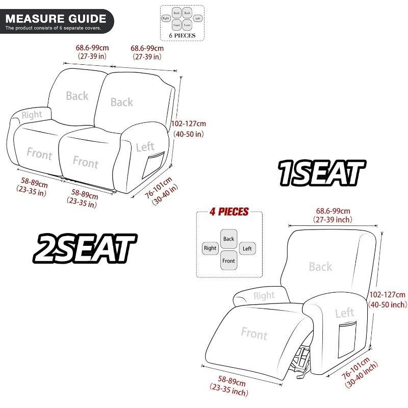1/2/3 Seater Split Recliner Sofa Covers Jacquard Stretch Armchair Slipcover Lounge Recliner Chair Cover for Living Room