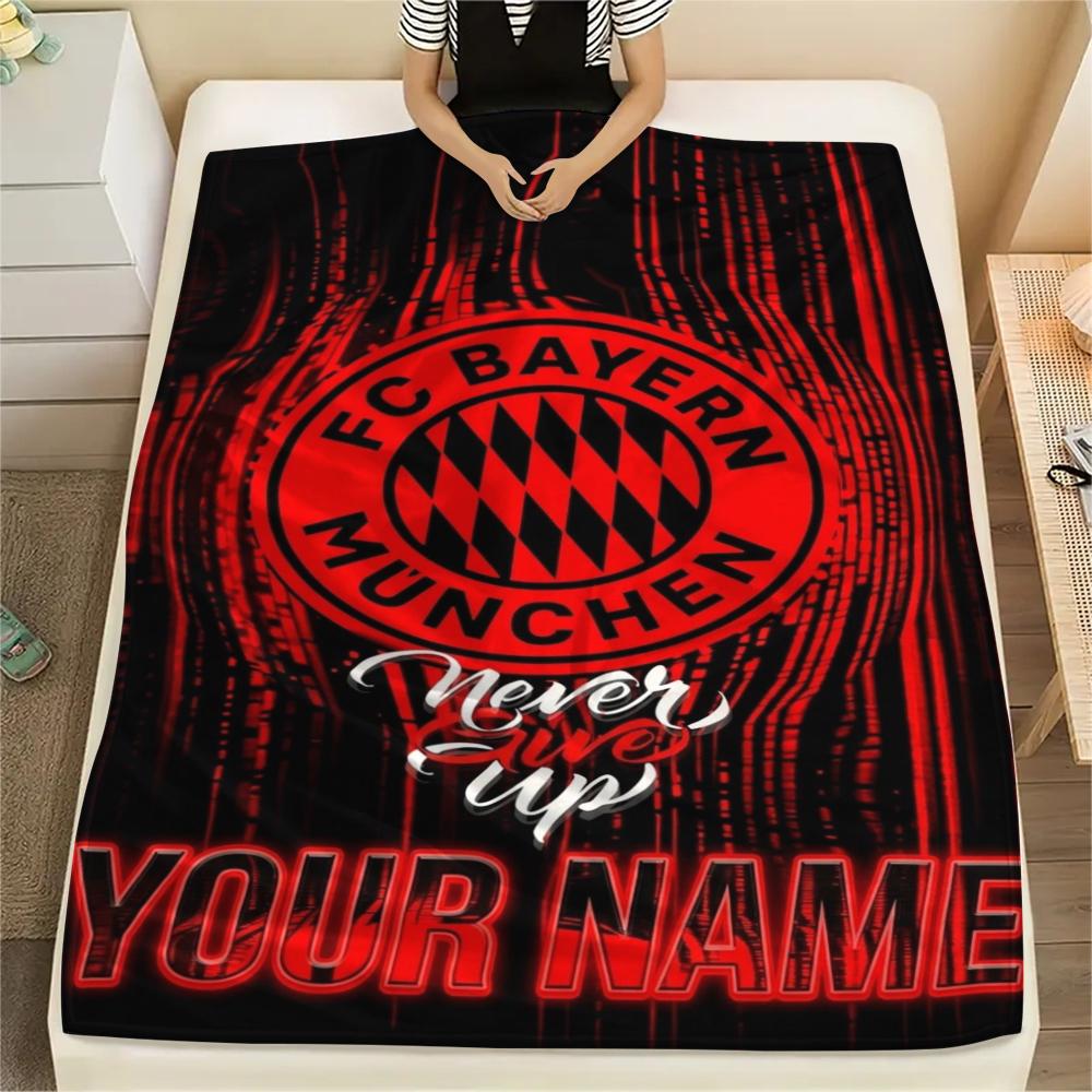 1PC Custom Name Bayern Munich Patterned Flannel Blanket Suitable For All Seasons for Home Decor Warmth and Comfort Gifts Holiday Present