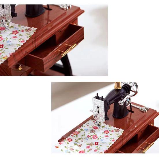 Yousheng Vintage Sewing Machine Music Box, Mini Hand Crank Wind-Up Musical Box, Christmas Anniversary Birthday Gifts for Mom Wife