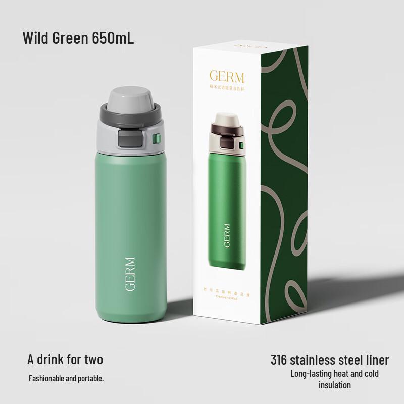 Germ Kids Double-Drink Insulated Water Bottle