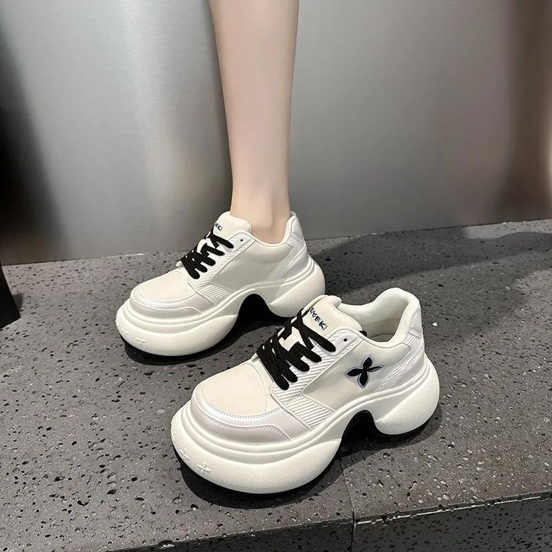 Fashion Women's Casual Sports Shoes Knot Thick Bottom Cross Patterned Spring Summer Oosie Zhang Leather Insole Breathable Comfortable