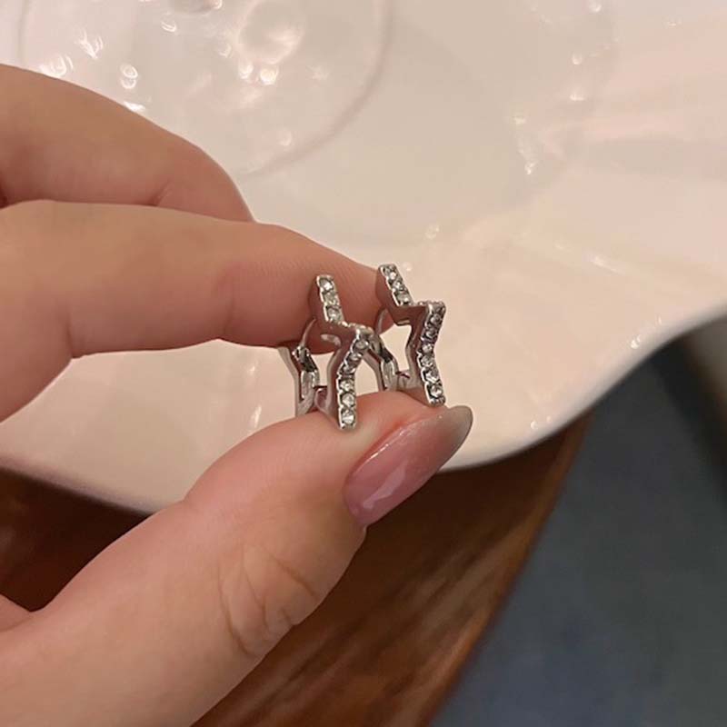 Y2K Stijl Holle Vijfhoekige Stud Oorbellen voor Vrouwen Personaliseer Sterrenbeeld Ronde Oor Gesp Metalen Accessoires Mode Sieraden
