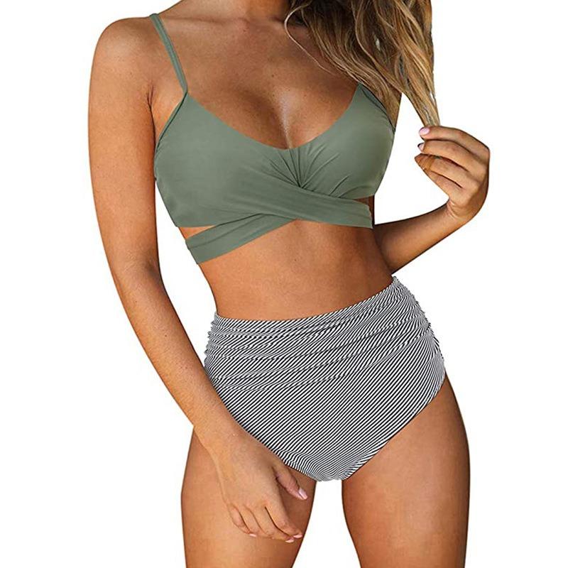 Summer Sexy Sleeveless Halter Split Swimsuit Bikini