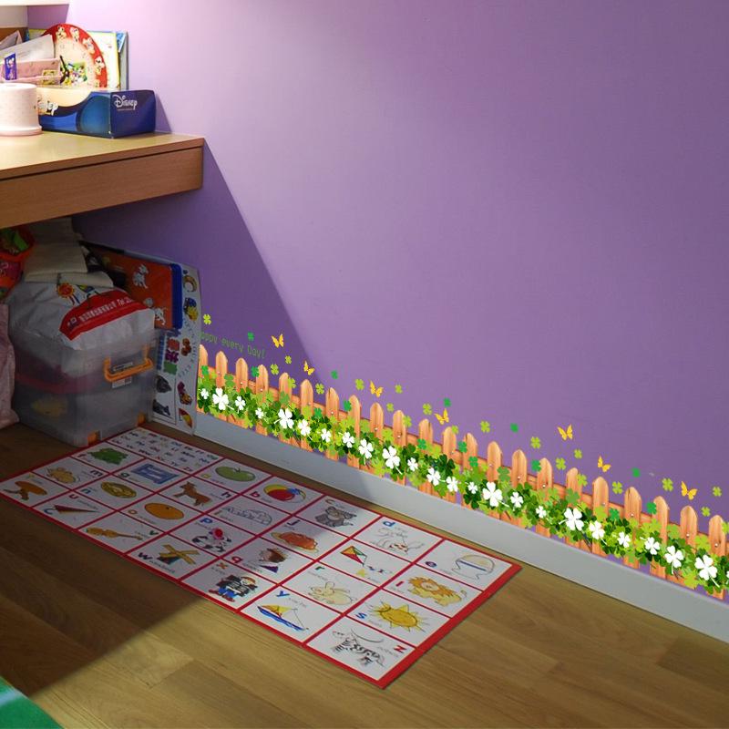 Removable Waterproof Floral Wall Sticker for Living Room Bedroom Bathroom Decoration As Skirting Board or Border