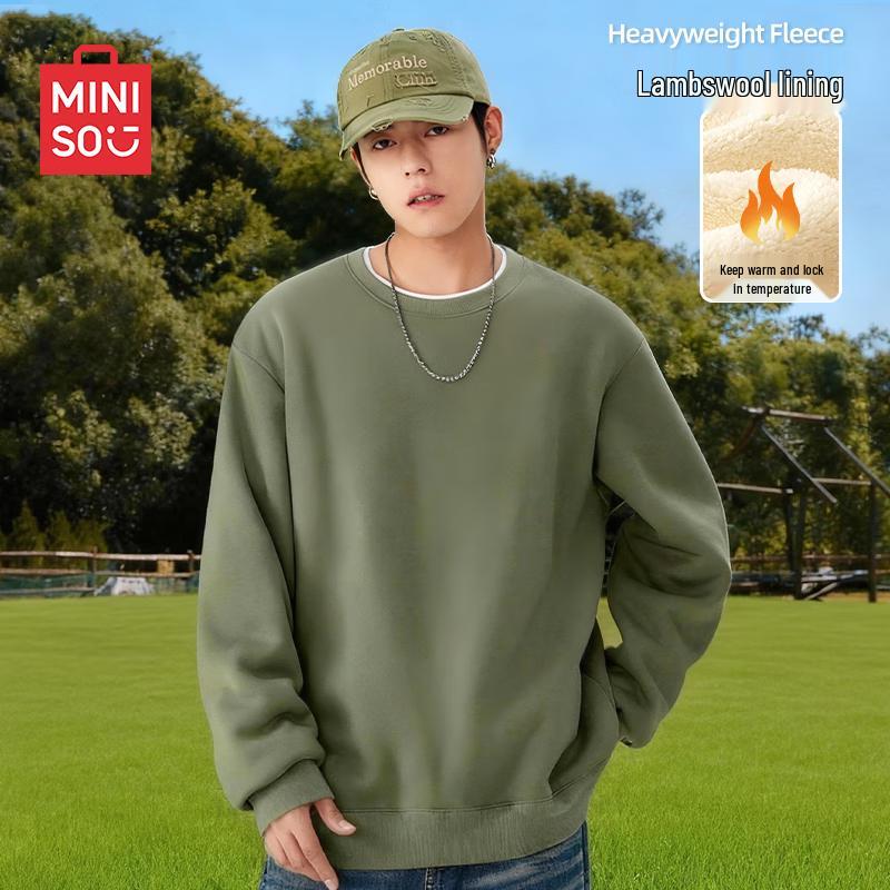 

MINISO Мужской свитшот с плюшевой подкладкой и круглым вырезом 3XL