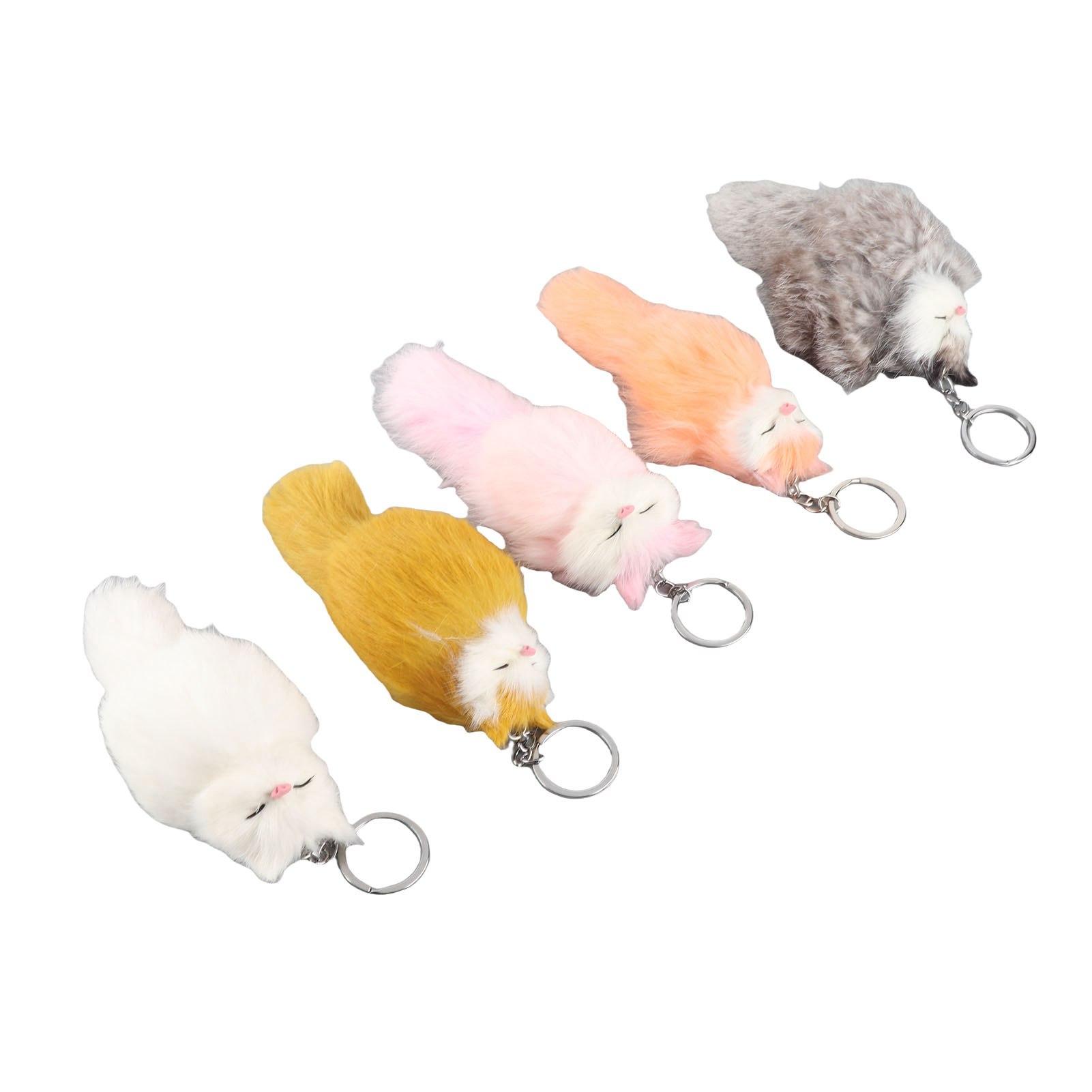 

5 шт. ручной работы пушистый брелок в виде животного портативный милый брелок для ключей автомобильная сумка подвеска украшение