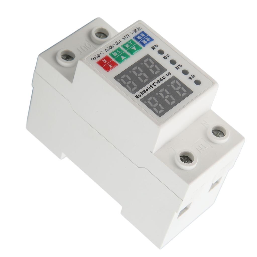 Voltmetru Bifazat cu Montaj pe Șină DIN, Protector Automat Reglabil la Supratensiune și Supracurent, Siguranță Automată