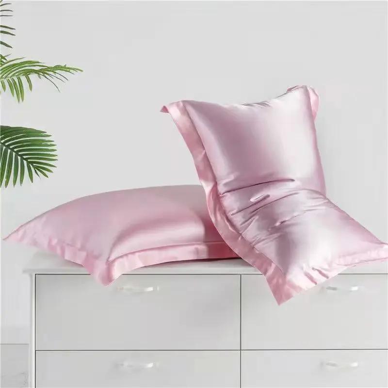 Pillowcase Silk Pillow Covers Silky Satin Hair Beauty Pillow case Comfortable Pillow Household Decoration wholeStandard/Queen 2PC