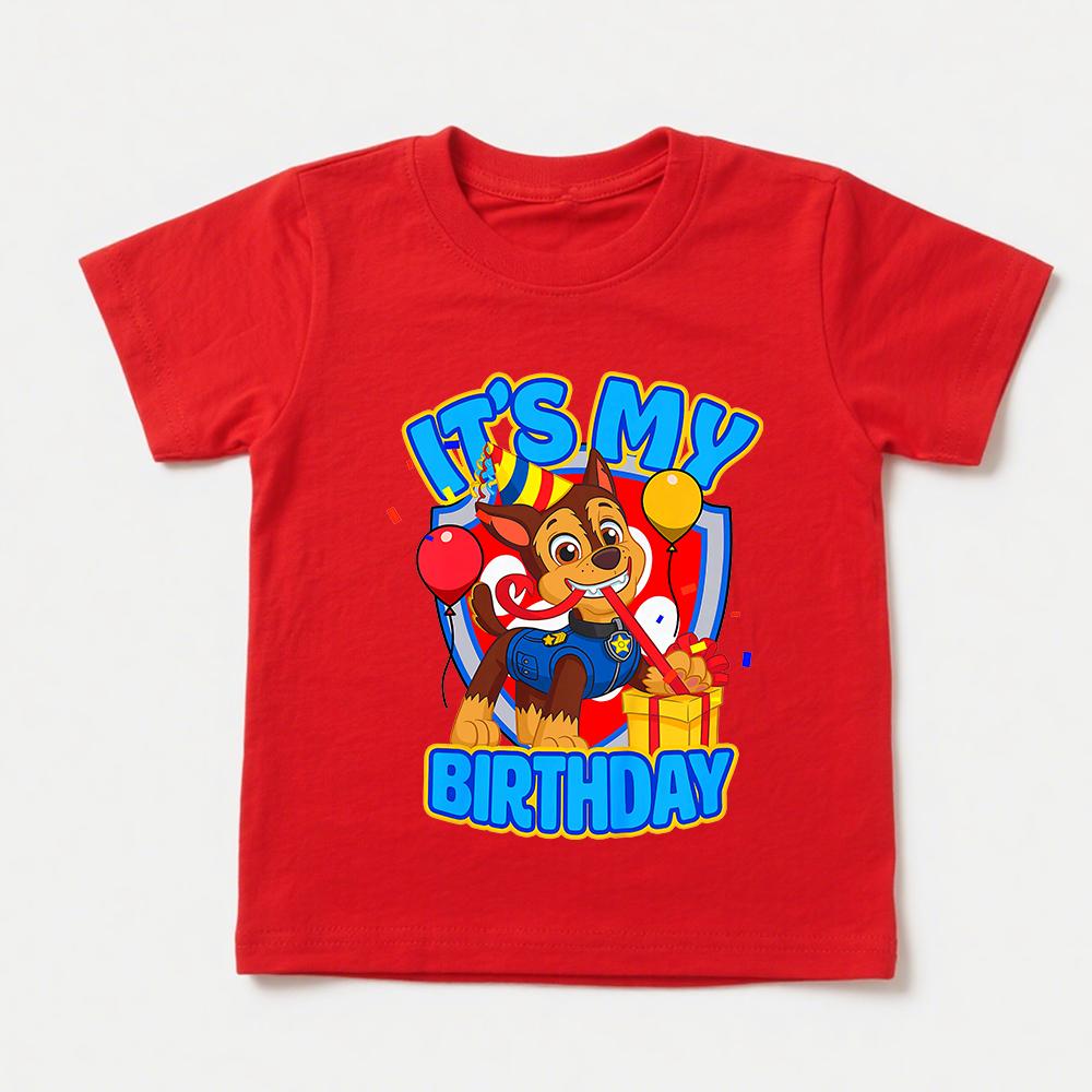 Paw Patrol Birthday Graphic T Shirt for Boys Casual Summer Cotton Toddler Kids Crewneck Short Sleeve Top 100