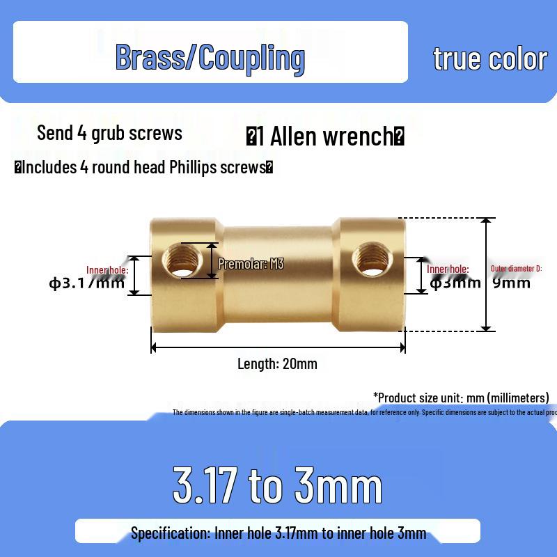 Brass Shaft Coupling Connector for Transmission (2-5mm)