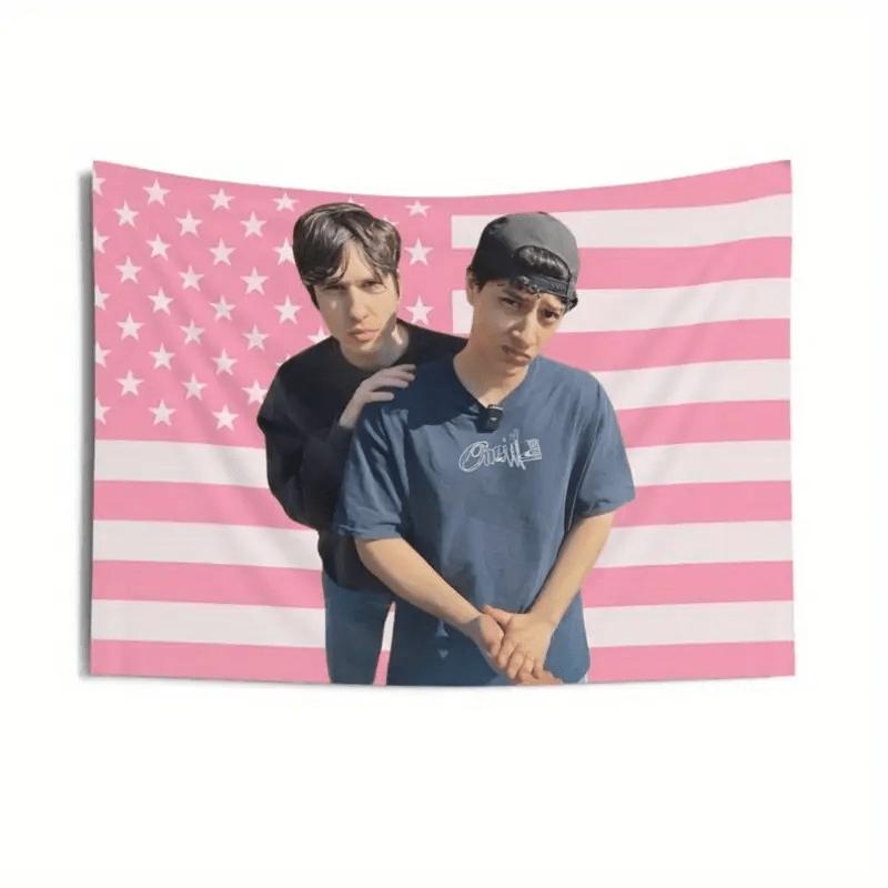 

1pc SlushyNoobz ThatMartinKid Hamza and Martin American Flag Tapestry Wall Art Suitable for Living Room Bedroom Dorm with Fr 74x94cm(29x37in)