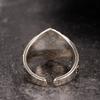 Thai Silver Iris Ring Baroque Engraved Jewelry Single Personality Trendy Man Opening Adjustment Tail Ring