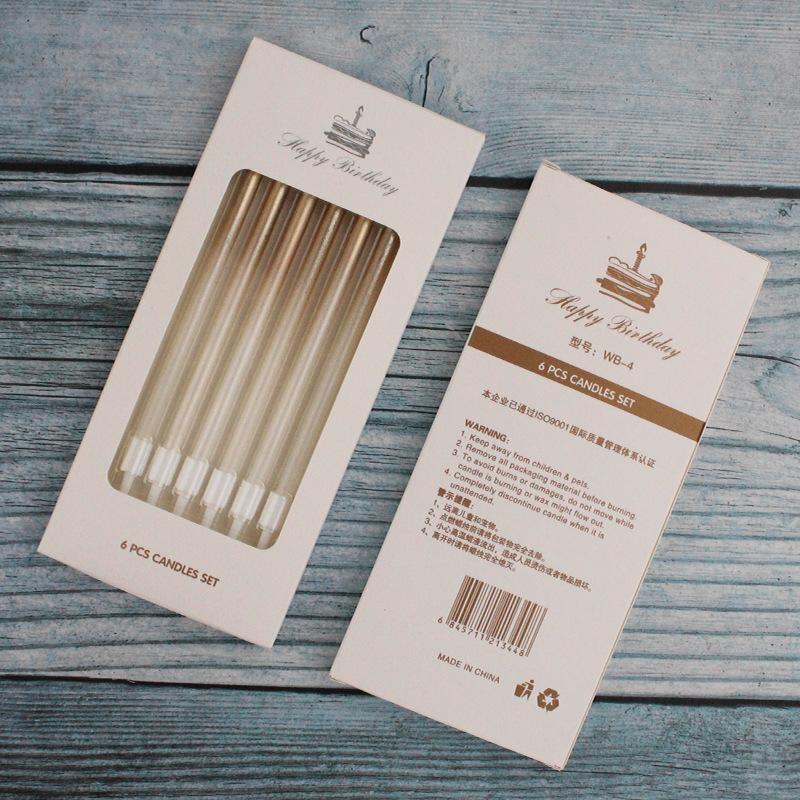 

New Gradient Champagne Color Straight Rod Candles Birthday Romantic Party Gradient Pink Blue Boxed Pencil Candles A8 gradual change blue candle