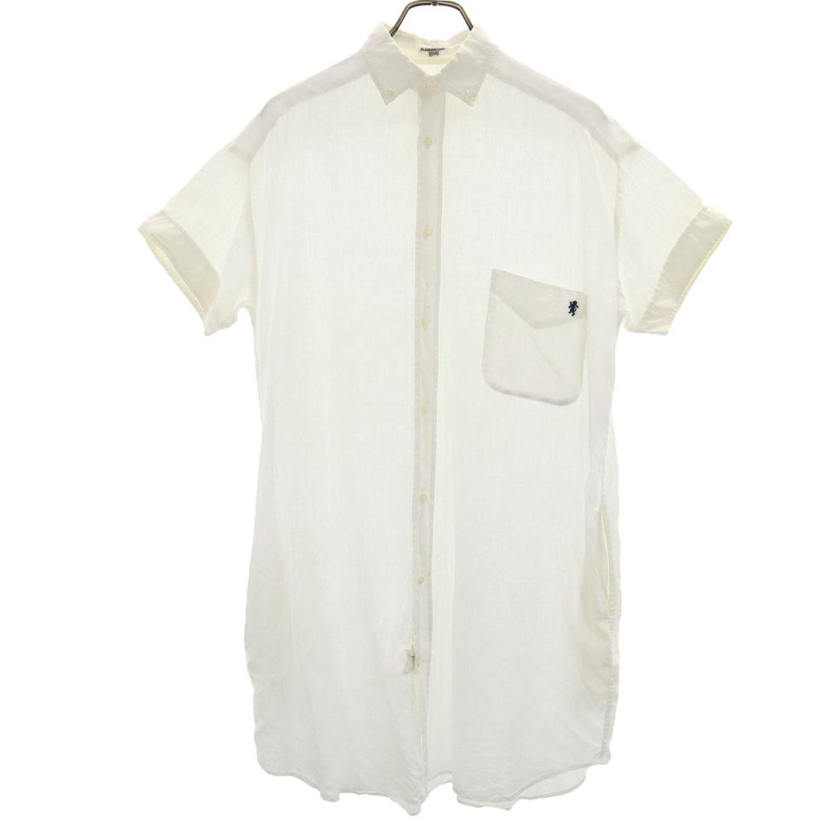 

GYMPHLEX linen Short sleeve Button down Shirt dress 12 White Women Used