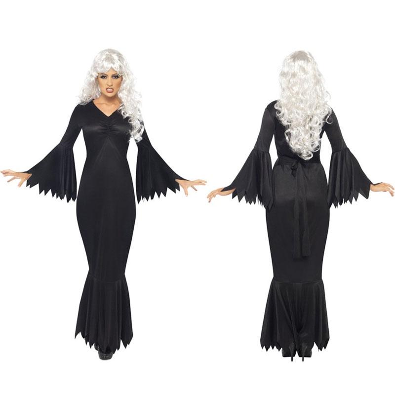 Plus Halloween Midnight Horror Vampire Skeleton Costume Long Fancy Dress Outfit For Spooky Events