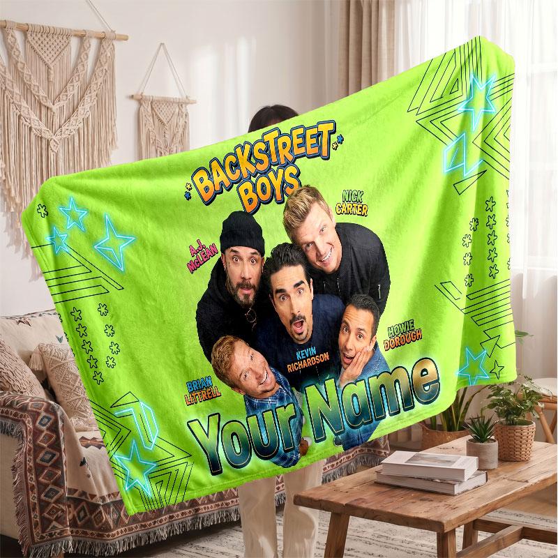 Backstreet Boys Flannel Blanket, Custom Name Text Personalized Soft Throw Blanket Home Decor Gift