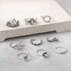 Bohemian 9-Piece Set With Diamond Crescent Crown Combination Ring