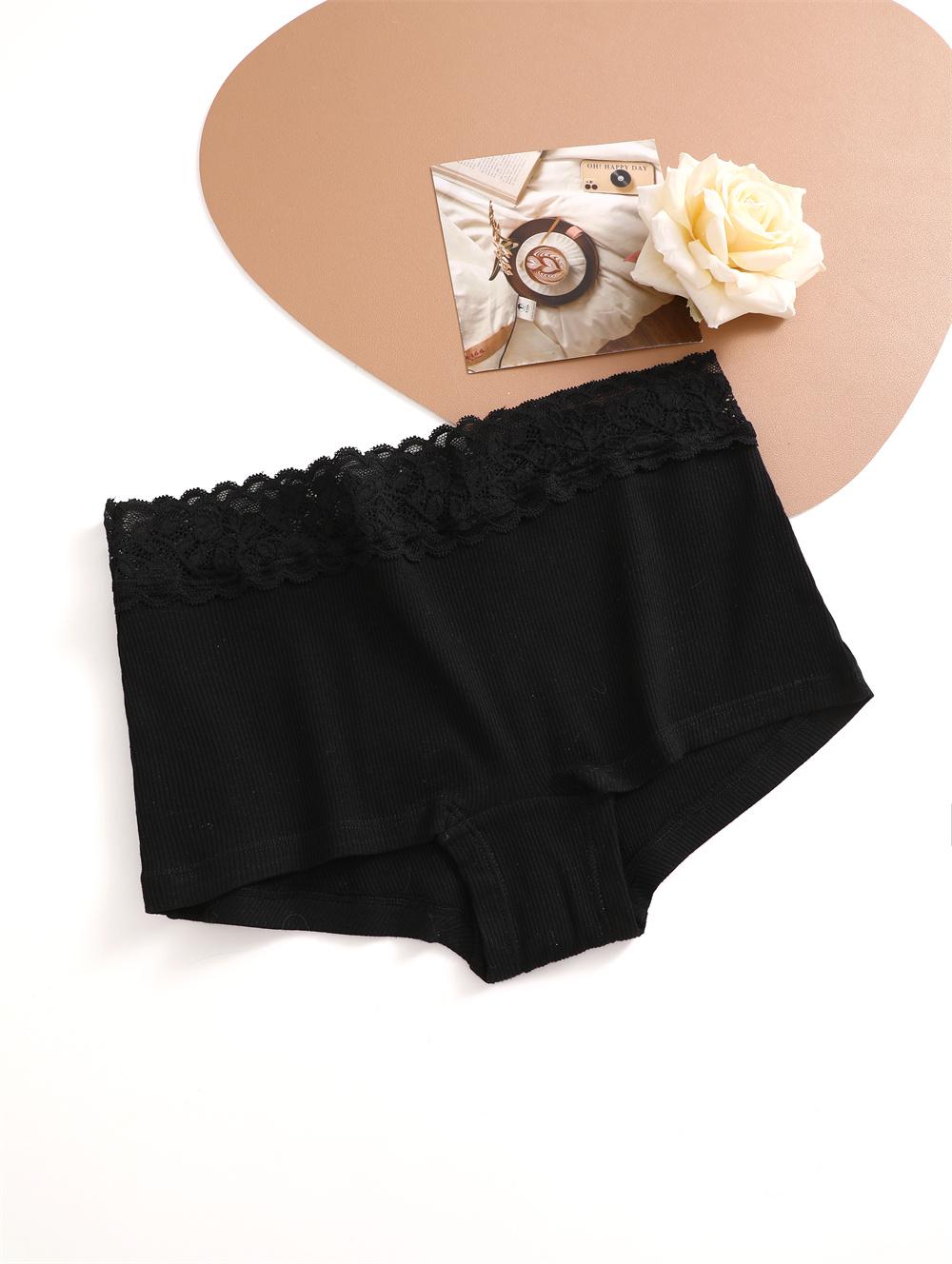 

1 шт./компл. женские хлопковые боксеры сексуальное кружевное нижнее белье с низкой посадкой женские однотонные эластичные шорты для мальчиков дышащее сексуальное нижнее белье XL&1pc чёрный
