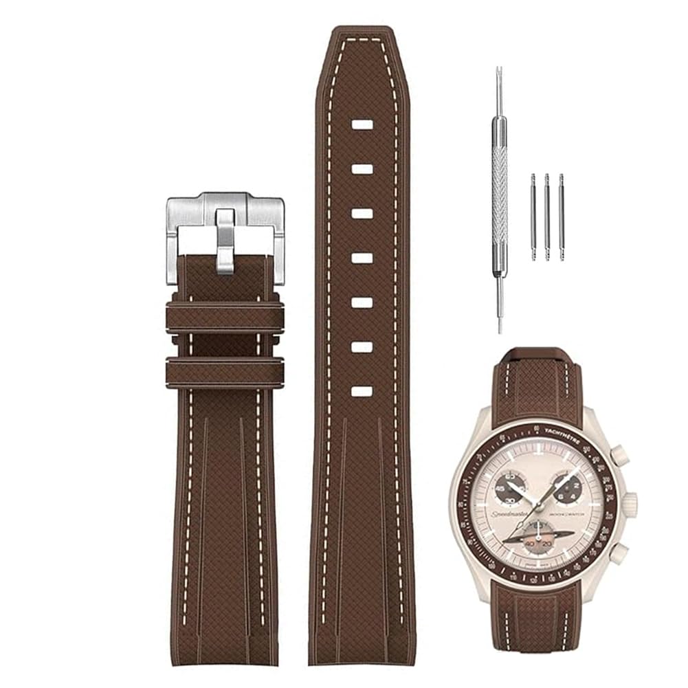 Sibehill 20mm Replacement Silicone Watch Band for Omega and X, Swatch, MoonSwatch, Speedmaster.